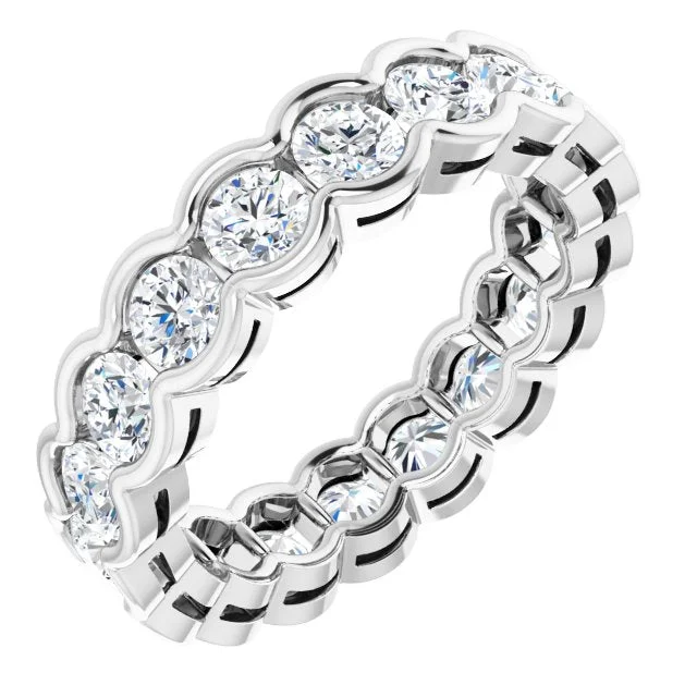 Princess - Cut Women's Diamond Rings in White Gold with a High - Clarity Diamond for a Modern Look3.0 ct. Round Diamond Half Bezel Set Eternity Band