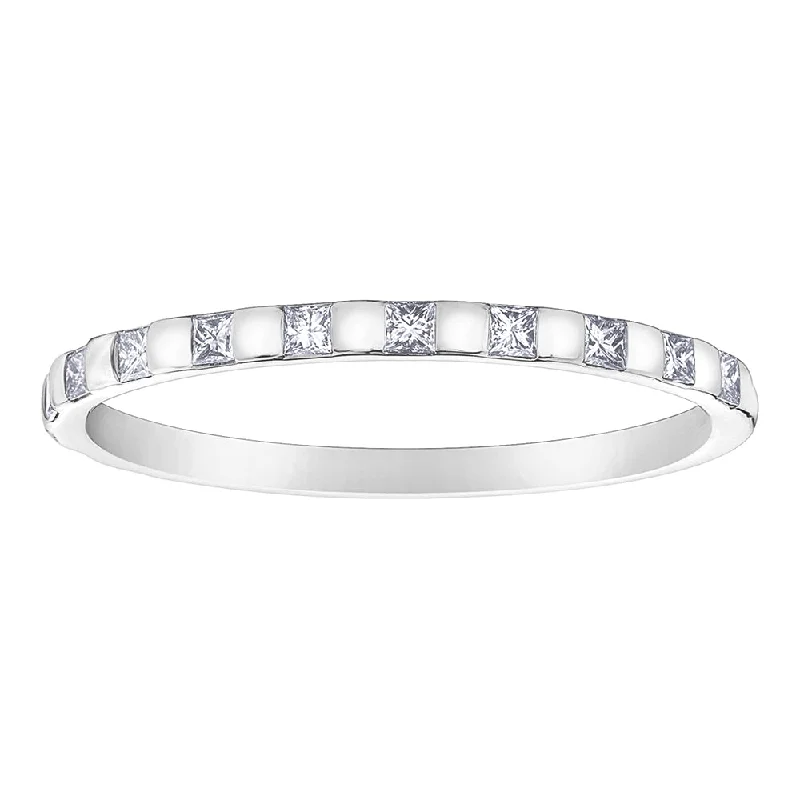 Three - Stone Women's Diamond Rings Symbolizing Past, Present, and Future with Emerald - Cut DiamondsPrincess Cut Diamond Band