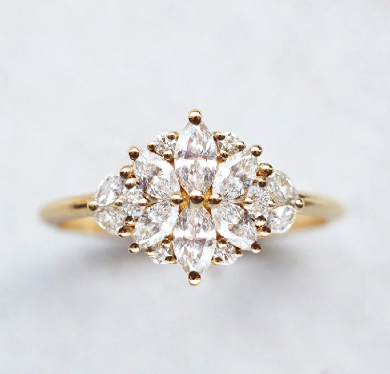 Halo - Style Women's Diamond Rings with a Center Diamond Surrounded by Smaller Diamonds in 18K GoldBeatrice Diamond Ring