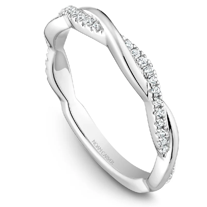 Minimalist Fashion Rings in Stainless Steel with a Single Solitaire CrystalNoam Carver Stackable Collection 0.14cttw. Diamond Fashion Ring STB21-1