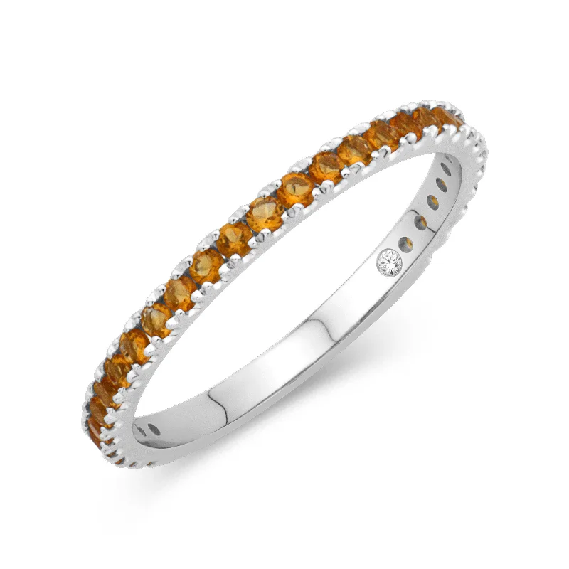 Bangle - Style Fashion Rings in Rose - Gold - Plated Aluminum with Etched Patterns14K White Gold 0.36cttw. Yellow Citrine Stackable Birthstone Ring - November