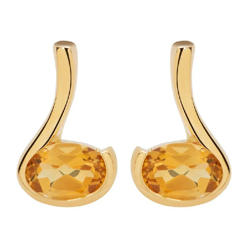 Rose Gold - Tone Geometric - Patterned Stud Earrings for a Modern and Trendy LookUnique & Co Gold and Citrine Stud Earrings