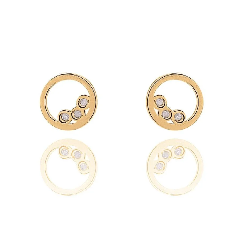 Rhinestone - Embellished Crown - Shaped Stud Earrings for a Princess - Inspired LookUnique & Co 9ct Gold Open Circle with Zirconia