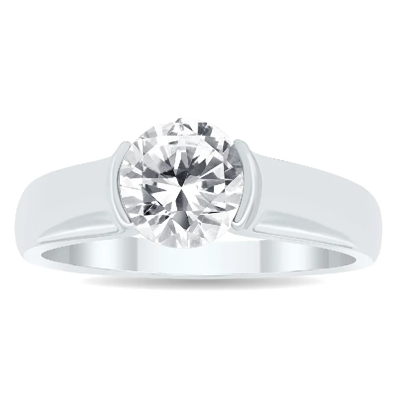 Cluster - Style Women's Diamond Rings with Multiple Small Diamonds Arranged in a Stunning PatternMarquee Certified 1 1/2 Carat Half Bezel Diamond Solitaire Ring in 10K White Gold