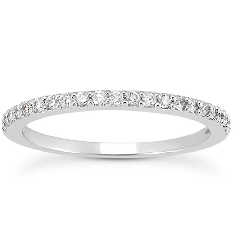 Channel - Set Women's Diamond Rings with Diamonds Securely Held in a Metal Groove for Durability1/4 Carat TW White Diamond Band in 10K White Gold (K-L Color, I2-I3 Clarity)