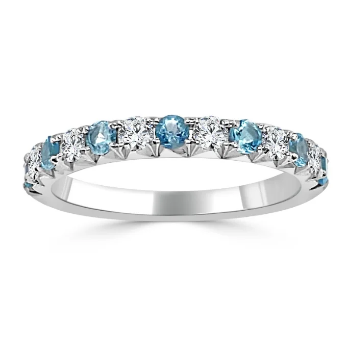 Fashion Rings with Initial Charms in Silver - Plated Metal for a Custom AccessoryBremer Jewelry Blue Topaz and Diamonds Half Anniversary Fashion Ring in 14K White Gold (.25ctw)