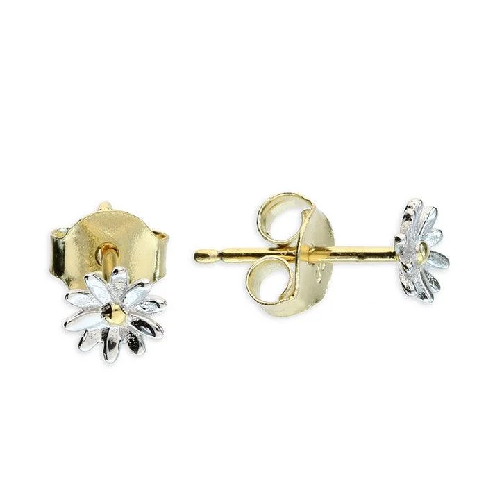 Two - Tone Gold and Silver Plated Clover Stud Earrings for a Lucky and Stylish SymbolTwo-Tone Gold Plated Daisy Stud Earrings