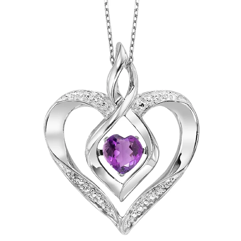 Amethyst and diamond engagement ring in a 18K gold and silver two - tone settingCreated Amethyst Heart Pendant by Rhythm of Love