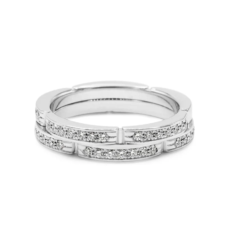 Cathedral - Style Women's Diamond Rings with a Raised Center Setting and Elaborate MetalworkCartier Maillon Panthère Diamond Ring Size 53 - 18ct White Gold