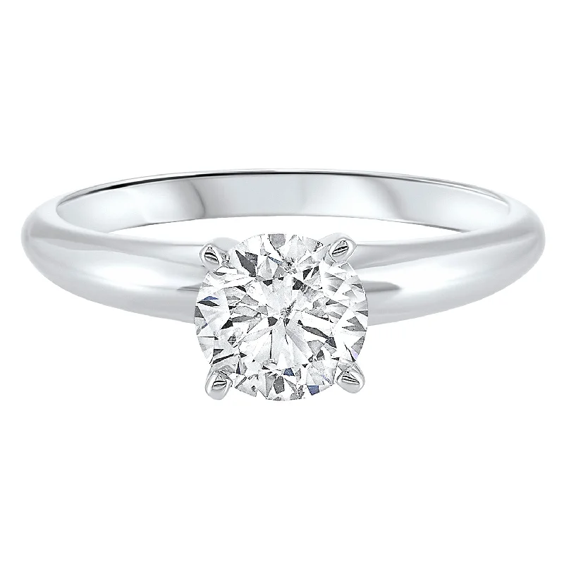 Solitaire diamond engagement ring with a platinum setting for a classic and elegant lookSolitaire Engagement Ring with Round Lab Created Diamond- 0.75 ct.