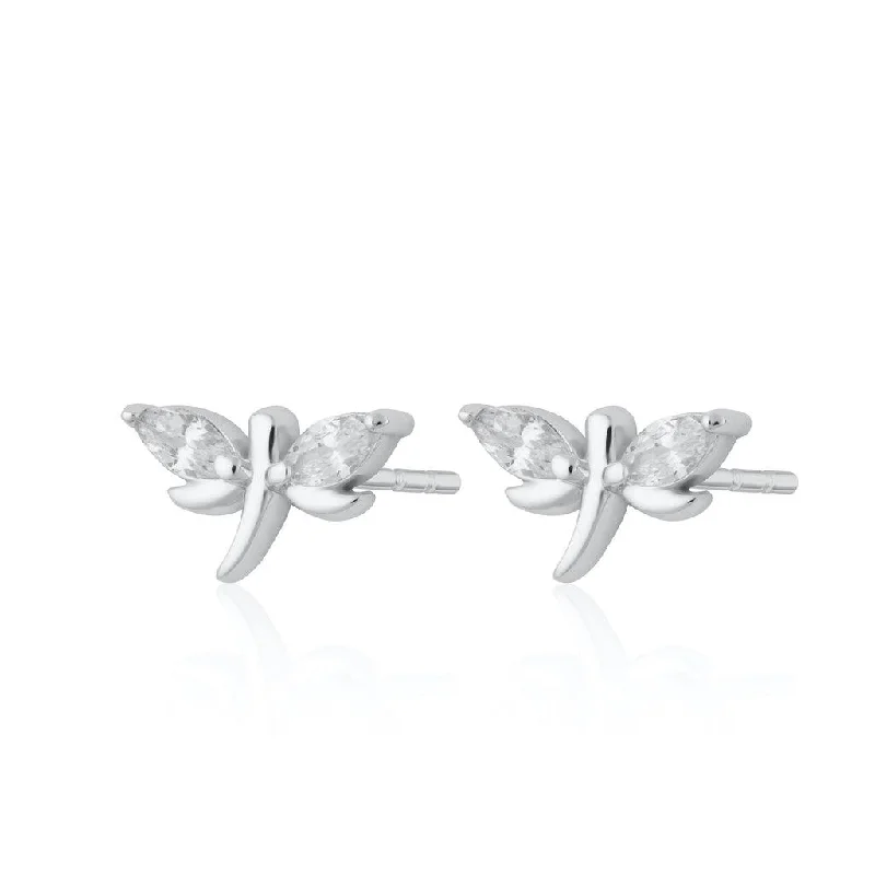 Pearl - Set Minimalist Stud Earrings in White for a Classic and Elegant AppearanceScream Pretty Dragonfly Stud Earrings