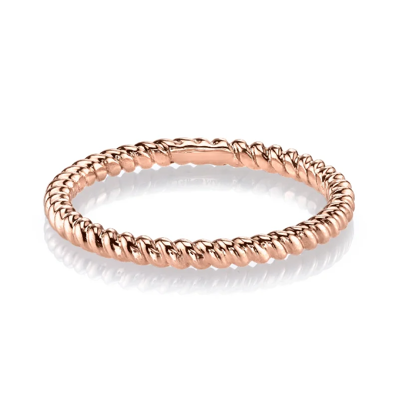 Open - Band Fashion Rings in Sterling Silver with Gemstone Inlays14K Rose Gold Twisted Stackable Fashion Ring