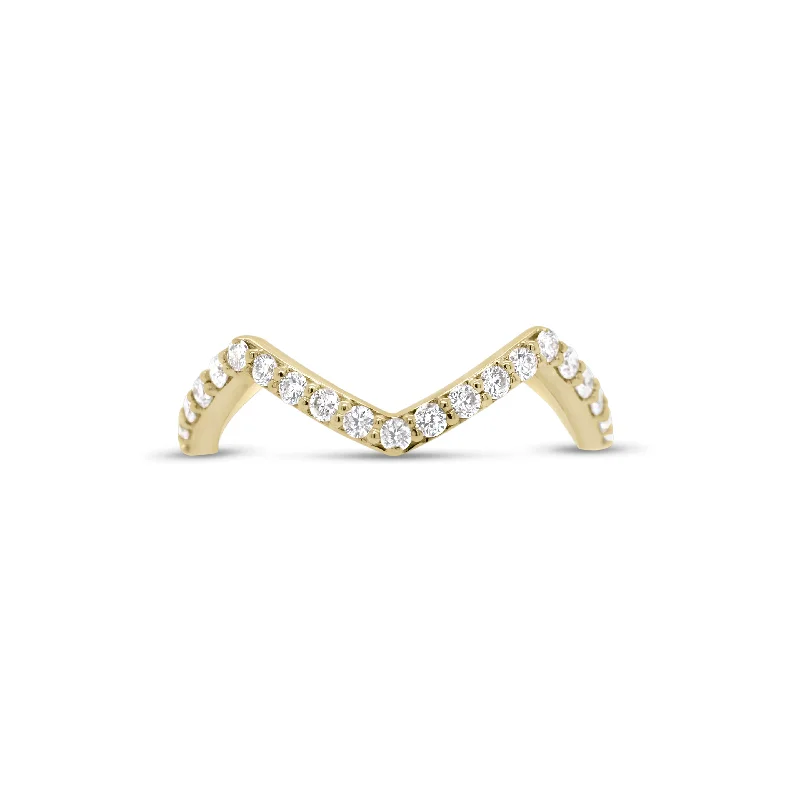 Geometric - Shaped Fashion Rings in Titanium with Iridescent InlaysDiamond Zig-Zag Stackable Ring