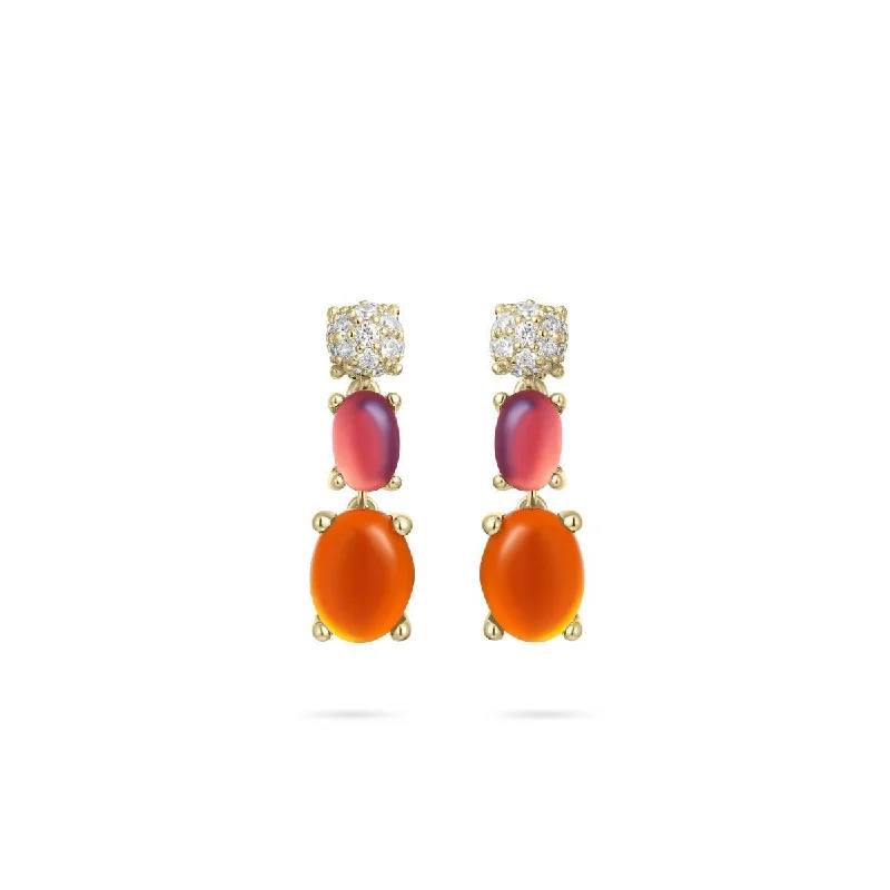 Glow - in - the - Dark Star Stud Earrings for a Mysterious and Night - Time - Friendly AccessoryOrange and Cubic Zirconia Drop Earrings