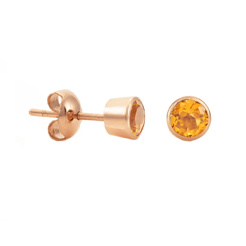 Rose Gold - Tone Geometric - Patterned Stud Earrings for a Modern and Trendy LookSimon Alexander 9ct Rose Gold & Citrine Round Stud Earrings