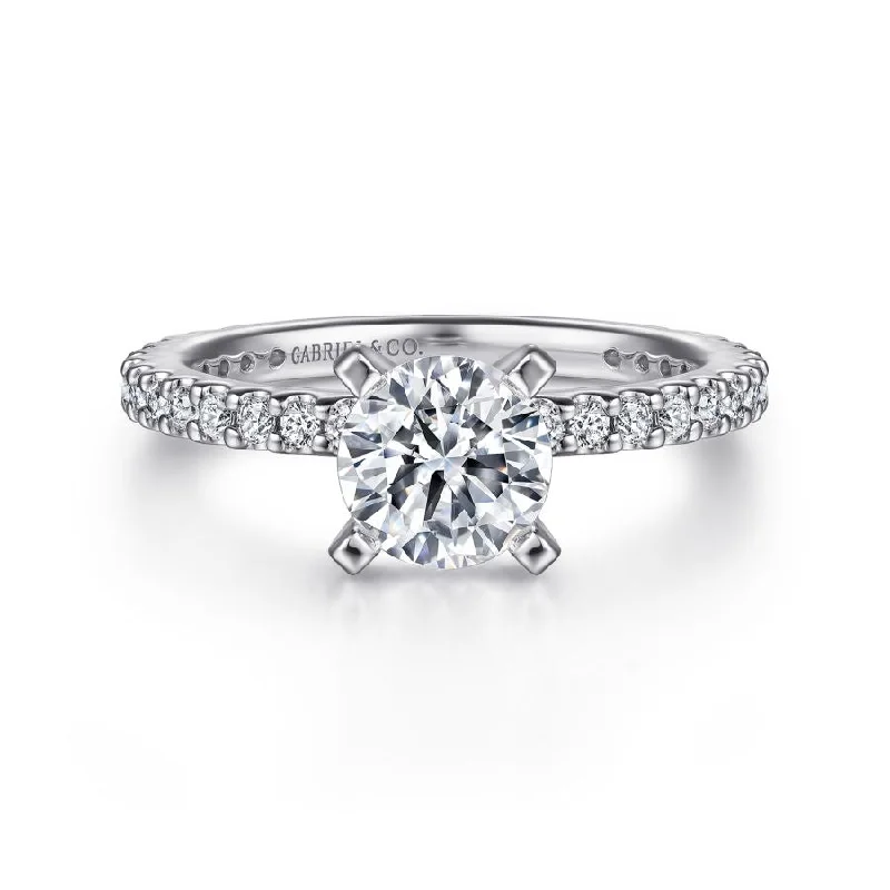 Solitaire diamond engagement ring with a platinum setting for a classic and elegant lookLogan Engagement Ring Setting with Eternity Band