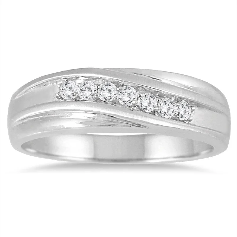 Art Deco - Inspired Women's Diamond Rings with Geometric Designs and Baguette - Cut Diamonds1/4 Carat TW Diamond Men's Ring in 10K White Gold