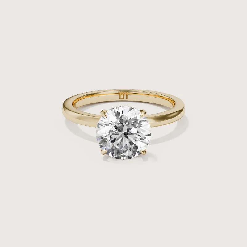 Solitaire diamond engagement ring with a platinum setting for a classic and elegant lookBianca Round Solitaire - Hidden Halo