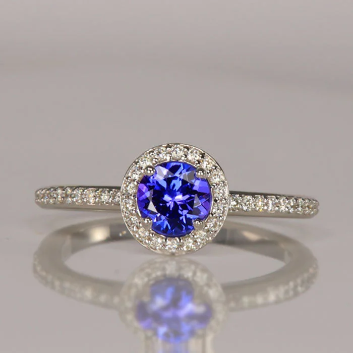 Men's Lapis Lazuli Engagement Rings in Sterling Silver with a Star - Shaped Stone Setting14K White Gold Round Brilliant Tanzanite and Diamond Ring .66 Carats