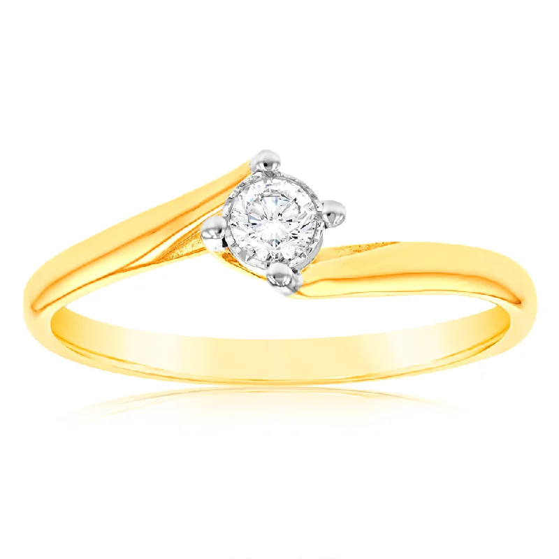 Three - Stone Women's Diamond Rings Symbolizing Past, Present, and Future with Emerald - Cut DiamondsLuminesce Lab Grown Diamond Engagement Ring in 9ct Yellow Gold