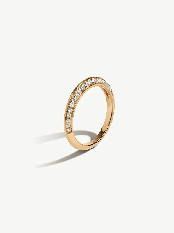 Heart - shaped diamond engagement ring with a hidden halo in 14K rose goldMarei Beveled Edge Pavé White Diamond Wedding Band In 18K Yellow Gold