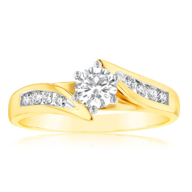 Pear - Shaped Women's Diamond Rings in Yellow Gold with a Single - Diamond Pendant LookLuminesce Lab Grown 9ct Yellow Gold 1/2 Carat Diamond Ring