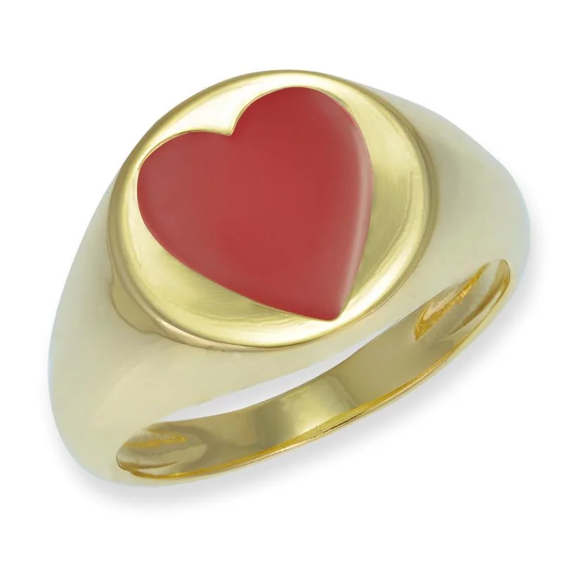 Open - Band Fashion Rings in Sterling Silver with Gemstone InlaysGrecia Heart Signet Pinky Ring