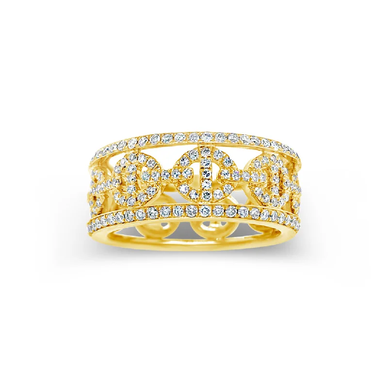 Fashion Rings with Zodiac Symbols in Gold - Filled Metal for a Personalized TouchDiamond Anchor Chain Band