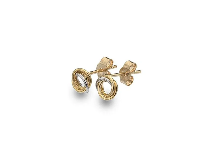 Laser - Engraved Initial Stud Earrings in Silver for a Personalized and Customized Accessory9ct Yellow & White Gold Knot Earrings