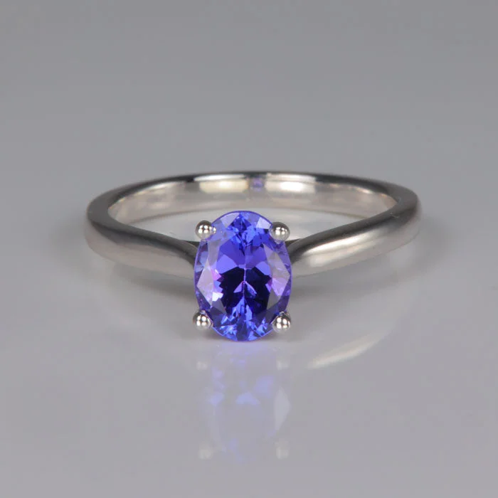 Men's Agate Engagement Rings in Sterling Silver with a Mosaic - Style Inlay14K White Gold Tanzanite Solitaire Ring 1.31 Carats