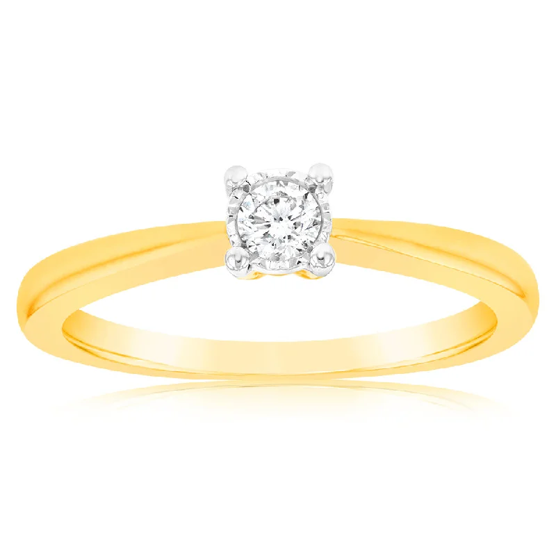 Three - Stone Women's Diamond Rings Symbolizing Past, Present, and Future with Emerald - Cut DiamondsLuminesce Lab Grown Diamond 4 Claw Ring In 9ct Yellow Gold