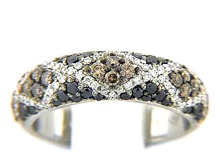 Vintage - Style Women's Diamond Rings with Floral - Engraved Bands and Multiple Diamond Accents14KWG 1.00CTW BR, BLK &BRWN DIA X PAVE FASHION RING