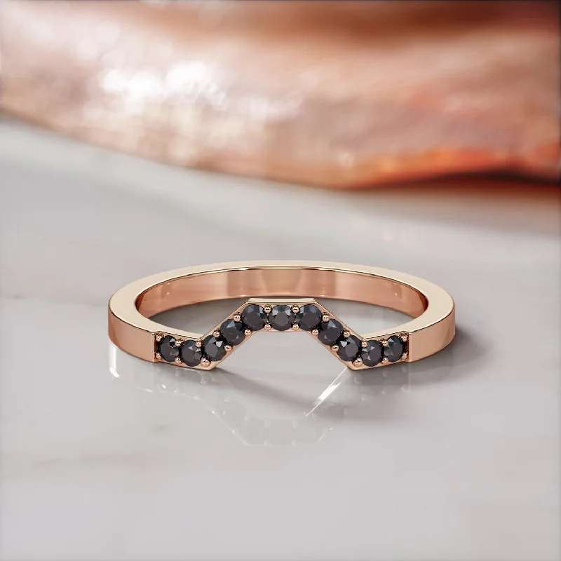 Art Deco - Inspired Women's Diamond Rings with Geometric Designs and Baguette - Cut DiamondsCallisto - Carat Geometric Natural Black Diamond Wedding Band