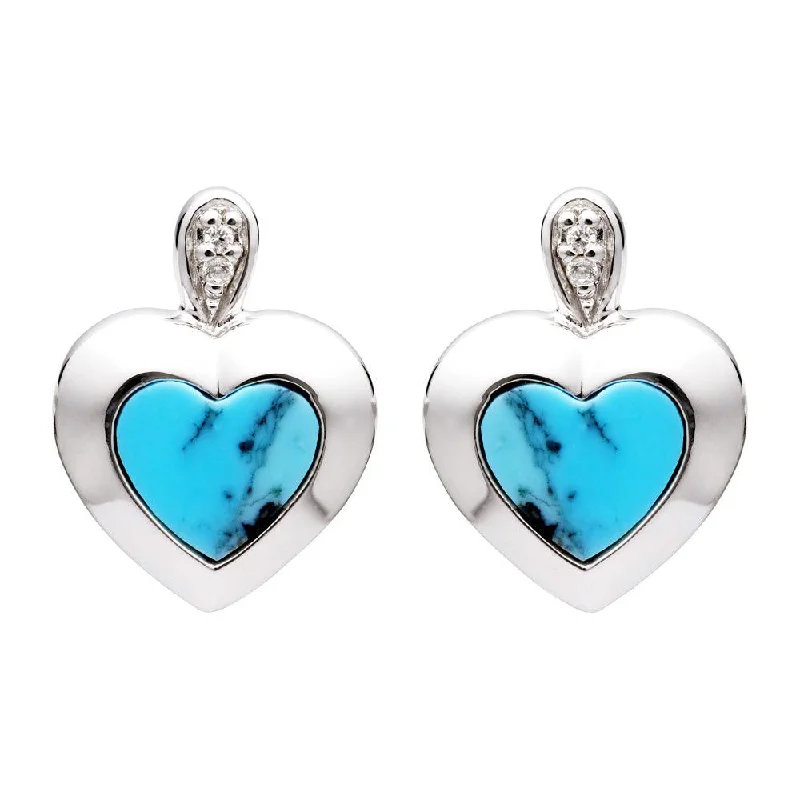 Magnetic - Back Stud Earrings in Black for Easy and Comfortable WearUnique & Co Turquoise Heart Stud Earrings