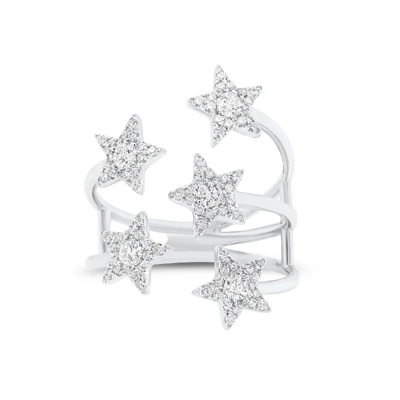 Minimalist Fashion Rings in Stainless Steel with a Single Solitaire CrystalDiamond Shooting-Star Ring