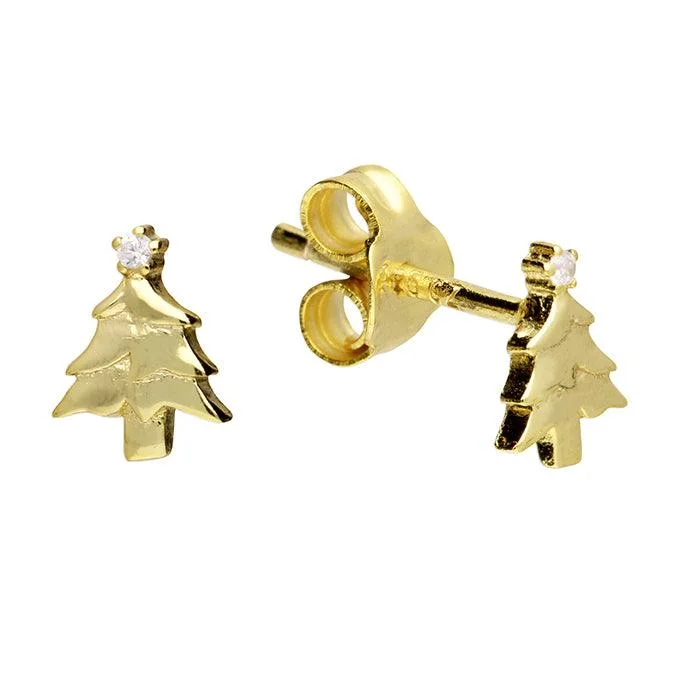 Rainbow - Colored Enameled Butterfly Stud Earrings for a Playful and Colorful Statement14ct Gold Vermeil Christmas Tree Stud Earrings