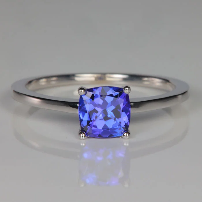 Men's Tourmaline Engagement Rings in 18K Two - Tone Gold with a Floral - Inspired Setting14K White Gold Square Cushion Tanzanite Ring 1.02 Carats