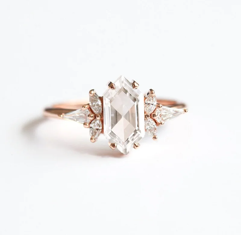 Cushion - Cut Women's Diamond Rings in Platinum with a Soft and Romantic AppearanceMadeline Hexagon Ring