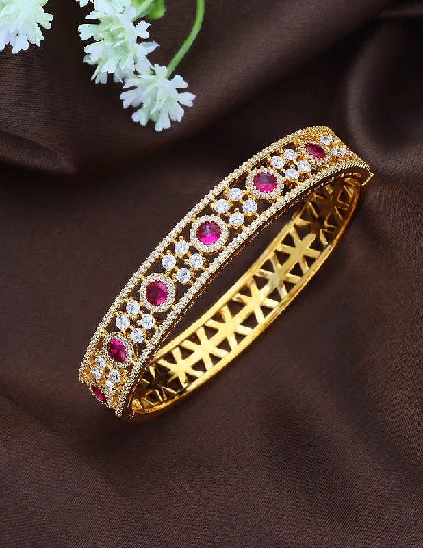 Geometric - Shaped Bangles in Matte Black for a Minimalist AestheticZirconia Gold Polish Kada Bracelet