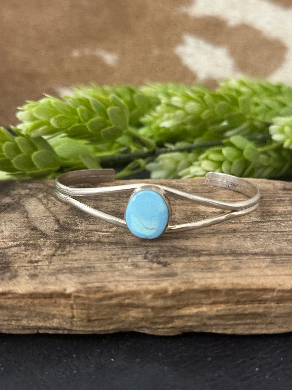 Silk - Wrapped Women's Cuff Bracelets in Soft Pastels for a Delicate and Elegant AppearanceNavajo Made Golden Hills Turquoise & Sterling Silver Cuff Bracelet