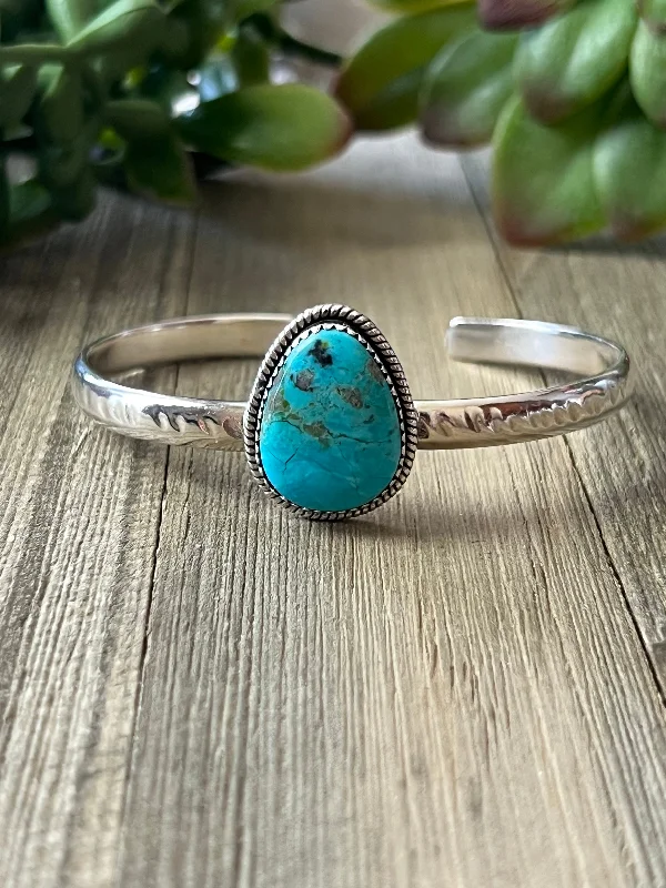 Magnetic Closure Women's Cuff Bracelets with Crystal Embellishments for Easy WearSouthwest Made Kingman Turquoise & Sterling Silver Cuff Bracelet