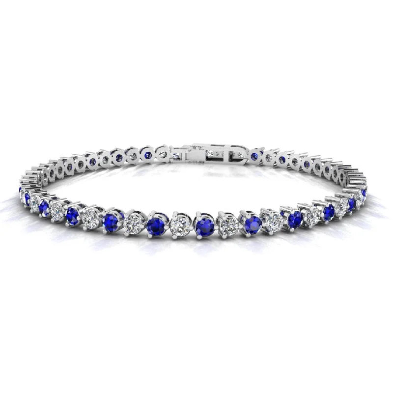 Stretch Bangle Bracelets with Elastic Cord for a Comfortable FitRound Brilliant Diamond and Sapphire 3 Claw Bracelet BRDS45512