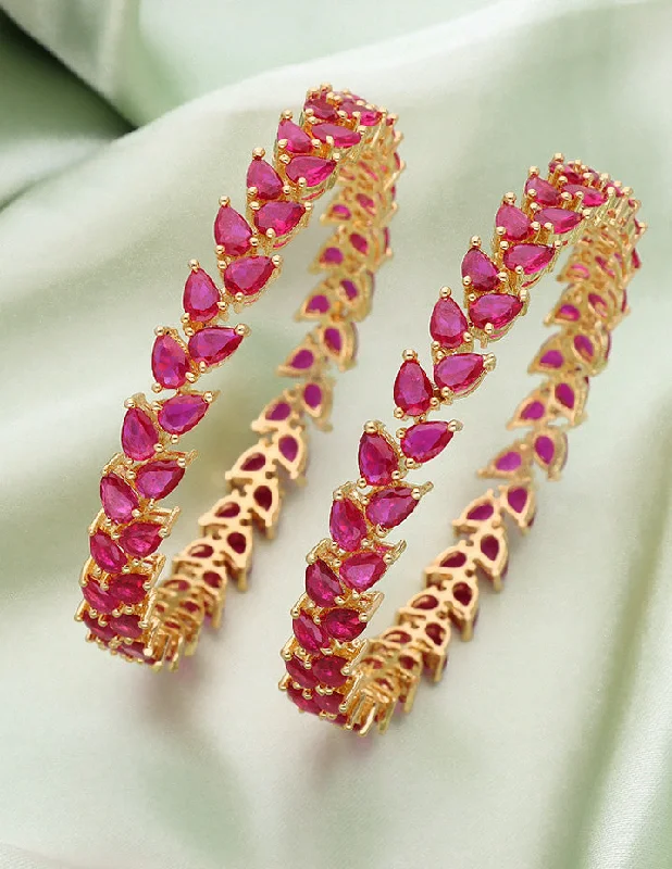 Handmade Bangle Bracelets with Polymer Clay Designs for a Personal TouchDesigner Zirconia Rani Pink Bangles ZBGL10128