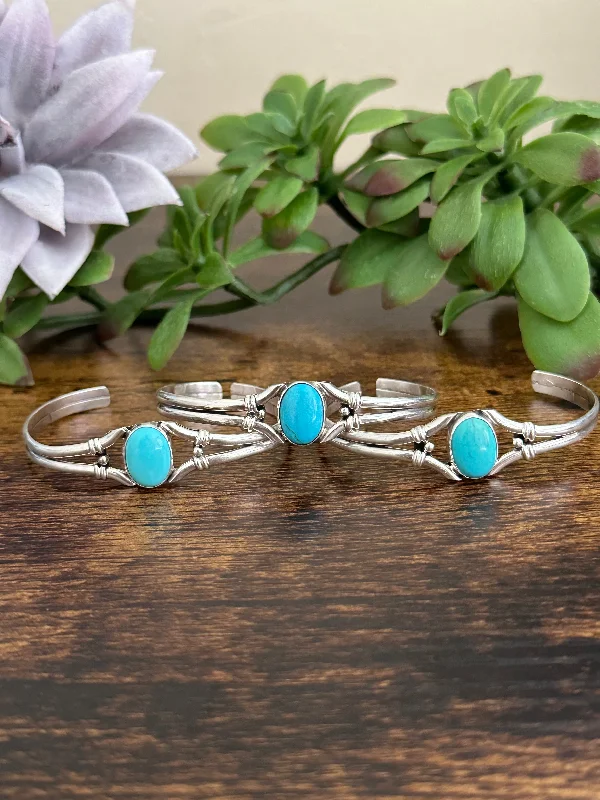 Wooden Women's Cuff Bracelets with Carved Motifs for a Natural and Artistic LookJudy Largo Kingman Turquoise & Sterling Silver Cuff Bracelet