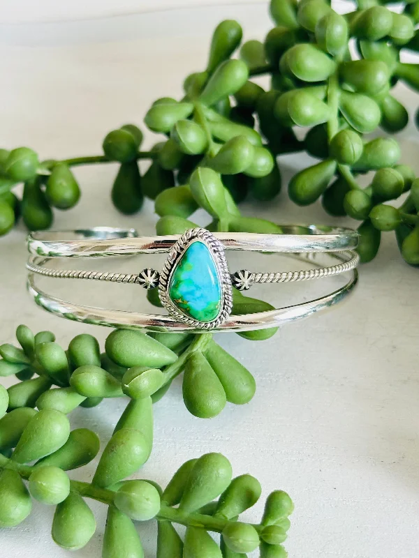 Women's Cuff Bracelets with Personalized Initials or Names for a Customized GiftSouthwest Made Sonoran Gold Turquoise & Sterling Silver Cuff Bracelet