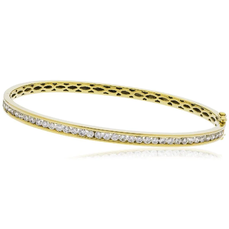 Enamel - Coated Bangles in Vibrant Rainbow Colors for a Playful StyleDIAMOND CHANNEL HALF SETTING IN 9K YELLOW GOLD