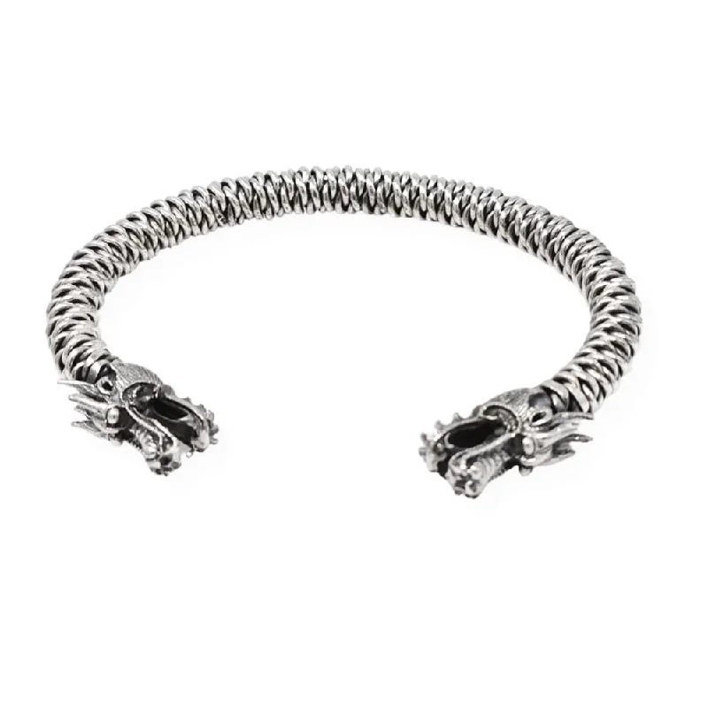 Adjustable Bangle Bracelets with Magnetic Closures for Easy Wear and RemovalHandmade 925 Sterling Silver Dragon Bangle For Men