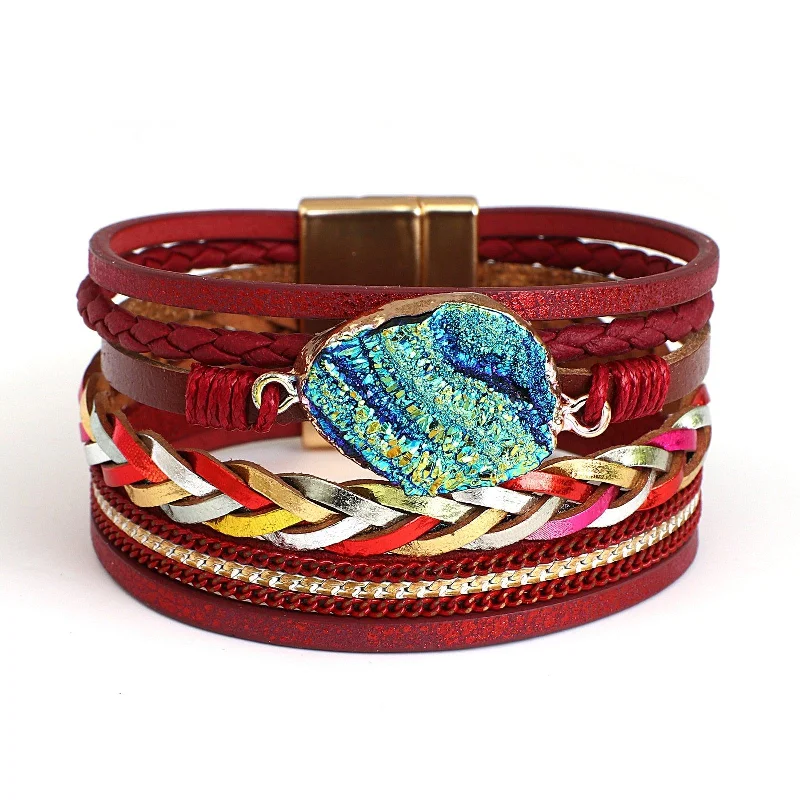 Vintage - Inspired Women's Cuff Bracelets with Filigree Work for a Retro Appeal'Birralee' Charm Cuff Bracelet - red