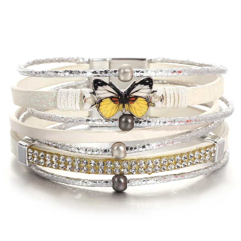 Women's Cuff Bracelets with Tassel Decorations for a Boho - Chic Style'Butterfly' Charm Cuff Bracelet - white