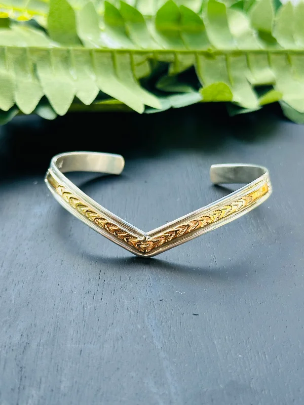 Women's Cuff Bracelets with Personalized Initials or Names for a Customized GiftNavajo Made 14K Gold & Sterling Silver Cuff Bracelet